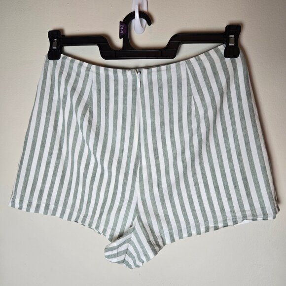 L'Academie Los Angeles Shorts Green White Striped High Waisted Vaca Size M - Picture 2 of 6